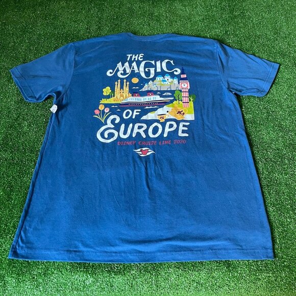Disney Cruiser Short Sleeve The Magic of Europe Blue Rare T-Shirt Size XL NEW - Picture 1 of 14